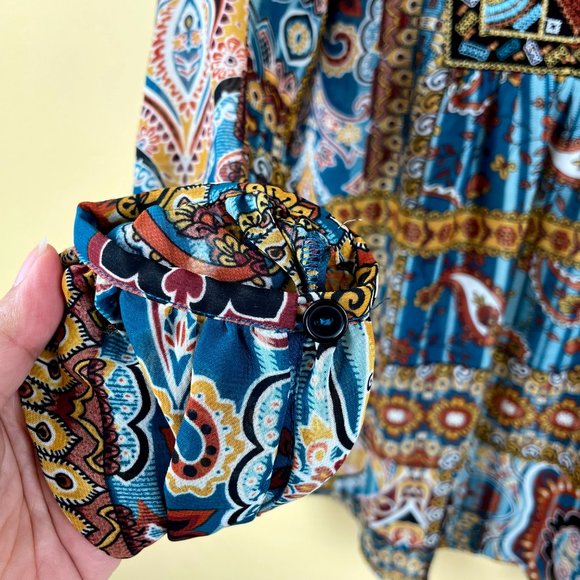 Melissa Paige Boho Southwestern Chiffon Blouse S - Picture 5 of 11
